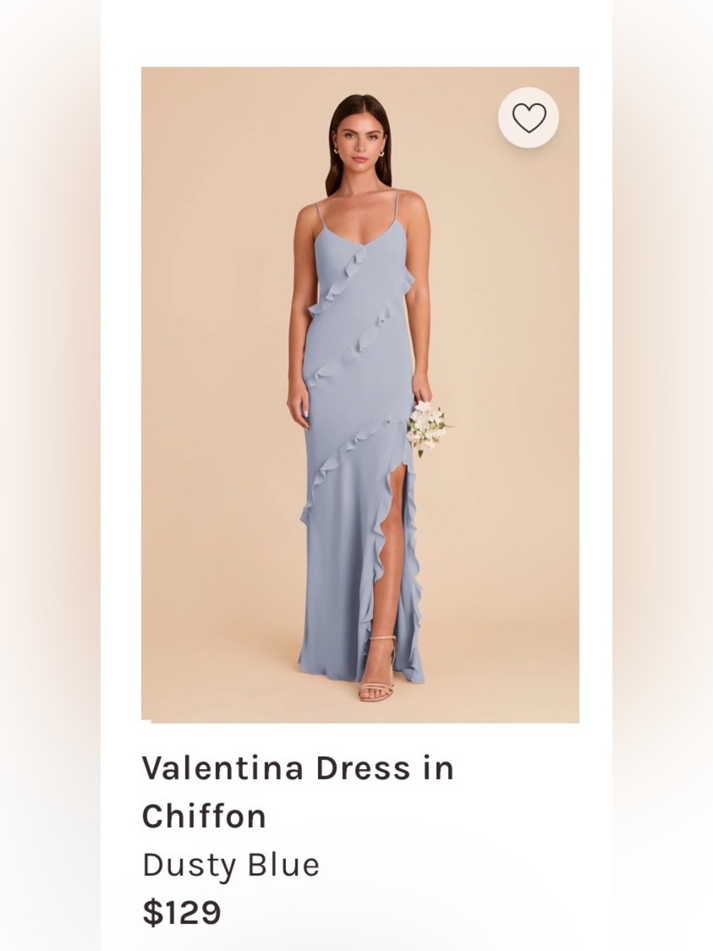 Birdy Grey Valentina Chiffon Spaghetti-Strap Ruffle Gown in Dusty Blue